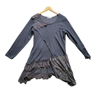 Indigo Soul Lace Trimmed Gray Dress